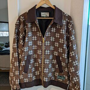 Bogey Boys Macklemore Big Check Golf Jacket in Brown/Gold Size Sm